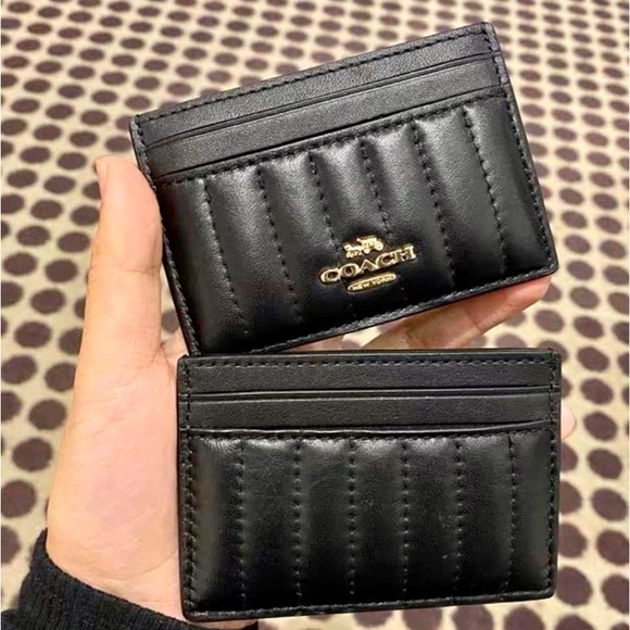 Coach Bags Coach Card Case With Linear Quilting Black Poshmark